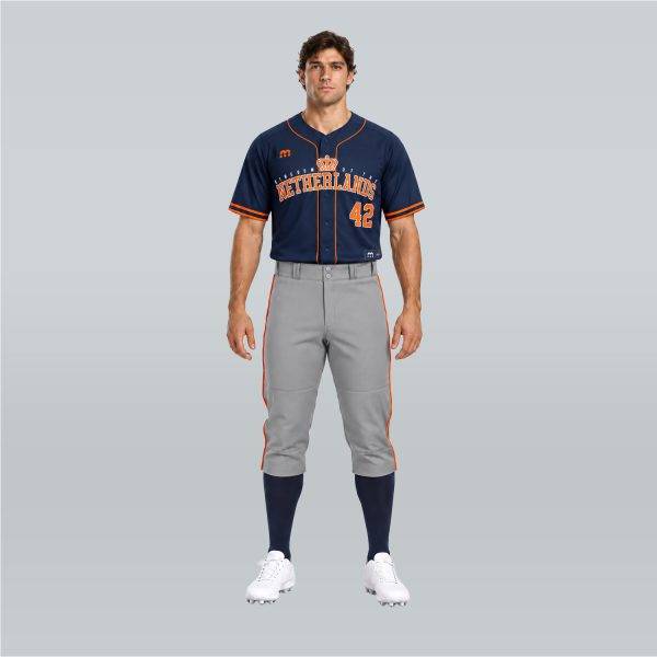M Sports Baseball Pants Heren 3/4 Grijs Met Oranje Piping