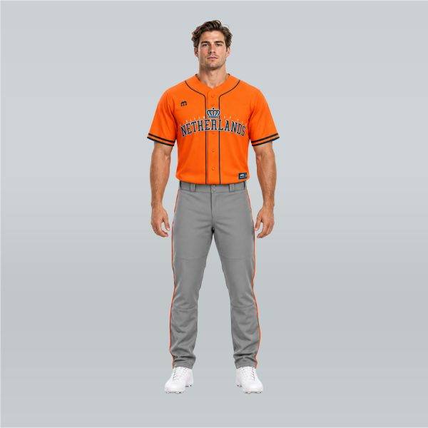 M Sports Baseball Pants Heren Grijs Met Oranje Piping